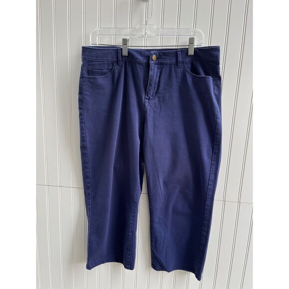 Coldwater Creek Natural Fit Cropped Leg Pants Women Sz 10 Blue Straight Leg - Picture 1 of 6